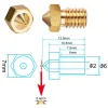 10 pcs E3D V6 Buse en laiton 0,2 / 0,3 / 0,4 / 0,5 / 0,6 / 0,8 / 1,0 m6 Copper fileté pour 1,75 Filament V5 V6 HODEND 3D IMPRIMANCE PIÈCES