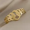 Bangle Greatera 316L roestvrijstalen dikke kettingbanden armbanden voor vrouwen goud vergulde holle metalen armband waterdichte sieraden