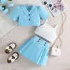 Clothing Sets Toddler Kids Clothes Girls For 2-8Y Children Summer Short Coat Vest High Waist Pleated Skirts Party Outfit