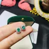 Stud -oorbellen Natuurlijk Emerald Colombiaans 925 Zilver voor vrouwen edelsteen met certificaat