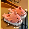 Мальчики девочки Shark Slippers детские дома милые тапочки для малышей плюшевые теплые тапочки без скольжения в помещении для спальни зимние ботинки