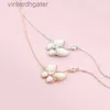 Top Luxury Fine Women Designer Necklace White Mother Shell Butterfly Set Diamond Necklace Japanese and Korean Rose Gold Designer High Quality Choker Necklace