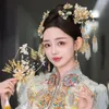 Haarklammern frischer grüner chinesischer Stil XiUhe Brautkopfschmuck Set glasierte Accessoires Cheongsam Stief Shake Haarwege