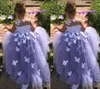 Purple 7 Year Old Ball Gown Flower Girl Dresses Tulle 3D Floral Appliques Pageant Gowns Butterfly Communion Fancy Dress Costumes9635899