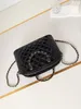 Bolso de la cáscara de diseñador Bolso de hombro Bolsillo de cuerpo cruzado 10a Espejo de laca de alta calidad Cadena de cuero Black Women's Bag Vintage Back