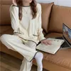 Vêtements maison hzirip femmes Soft Loose Pyjama costume d'automne à manches pleines de sommeil décontracté porte coton confortable tout vestige mince