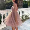 Casual Dresses Apparel Evening Party Sexiga kvinnor Sökande paljetter 3/4 Sleeve Backless Dress Gown