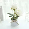 Decorative Flowers Fake With Two Ends Rose Bonsai Simulated Interior Decoration Ornaments Potted Green Plants