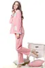 Home Clothing CEARPION Autumn Winter Clothes Women Warm Velvet Pajamas Set Lace Cute 2 PCS Shirt&Pant Long Sleeve Lady Nightwear M-XL