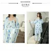 Home Clothing Pajamas 3pcs Suit Autumn Print Milk Silk Robe Camisole Pants Sleepwear Set