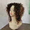 Siyah kadın peruklar insan saçlı peruklar ucuz peruklar glueless peruklar önceden koparıldı 14 inç garip kıvırcık açık kahverengi