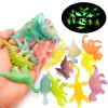 28pcs mini dinossauros luminosos brilham no Dark Dino Toys Boys and Girls Cake Decorations Presente de aniversário Modelo colecionável