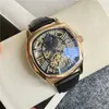 187 Business Luxury Mens Uhren Top -Markendesigner Mechanische Automatik Bewegung Watch Mond Phase Schwungrad Lederband Armbanduhr für Herrenväter Tages Geschenk