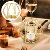 Candle Holders 4 Pack Delicate Candlestick Stand Metal Lantern Coffee Table Iron Adorn Glass
