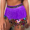 Boho Fringe -kjolar Kvinnor Girls Sequin Tassel Belly Dance Performs Belt midjeomslag Rave Party kjolar Holiday Club Party Dress