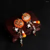 Bengelen oorbellen 1 paar Halloween Pumpkin Ghost Tassel Rhinestone Alloy Metal Cosplay sieraden