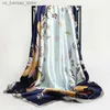 Sjaals 90*90 cm vierkante zijden sjaal vrouwen modeontwerper mooie bloemen foulard zachte satijnen sjaal kerchief sjaals nek headscarf240409