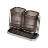 Rangement de cuisine Ustensile Poth Ustensile Pot et support en métal 2 tasses Organisateur de Crock For Party Counter Home Restaurate Fork