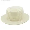ワイドブリムハットバケツ帽子シンプルなDIY夏のストロー太陽ハット