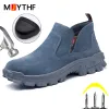 Bottes Nouveaux antismash Antistab Cow Hide Safety Shoes Men Construction Soudage Chaussures Chaussures indestructibles résistantes