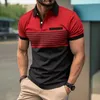 Herren Casual Shirts Herren Sommer kurzärmeliges Lappel 3D Digital bedrucktes Polo -Hemd gefälschte Taschenschnalle Business Casual Top 240409