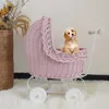 Hondendrager Rattan Pet Stroller Small Lightweight Strollerteddy Creative Cat Home Children's Play 4 Wheeled Walker