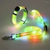 Dog Collars LED Luminous Collar Usb Rechargeable Pet Nylon Pvc Wrap Rubber Webbing Glow-in-the-dark Leash