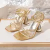 Sandaler Kcenid Strange Style Summer Women smal Band Lace-Up Fashion Wine-Glass Round Heels Bankett Wedding Pumps Shoes Shoes