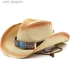 Brede rand hoeden emmer hoeden nieuwe cowboy hoed panama stro hoed zomer zwart lint vrouwen mannen breder riem strand zon cap UV bescherming jazz fedora hoed y240409