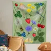 Taquestres de cogumelo Butterfly Tapestry parede pendurada em flor botânica Fruta Kawaii Decor Boho Home Pano