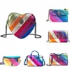 Kurt Geiger Handbag Heart Rainbow Bag Luxurys Tote Kvinnor Läderväska axelväska Mens Shopper Crossbody Clutch Travel Sier CH L6R1#