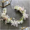 Clips de cheveux Barrettes Souces romantique rose fleur papillon perlé accessoires de mariée bandage Tiara Crown Forest Bijoux Gift Drop Driv Dh1Sn