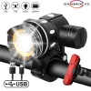 Novo T6 LED Bicycle Front Light Light Recarregável Lanterna 2400mAh para Zoom Bike Folling Ciclismo MTB Acessórios de bicicleta MTB