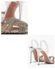 Nuovo sandalo estivo dell'anca appuntita scarpe al tallone ad alto tallone spicchi di strass trasparenti baotou sandali di moda sexy pantofole donne sandles tacchi a flop 240228