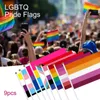 Party Decoration Pride Stick Flags 9pcs LGBTQ Communauté petite main LGBT pour bisexual transgenre pangender lesbien gay queer