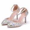 Dress Shoes Crystal Queen Women Wedding Sweet Rhinestone Bride Stiletto Princess Water Drill Sandals High Heels Pumps H240409 Y1LK