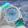 AP Diving Arms Watch Royal Oak Serie 15550st Ice Blue Plate Precision Stahl Automatische Mechanik Womens Watch 37 mm komplettes Set