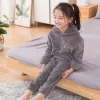 Novo Winter Children Pijamas de lã com capuz de capuz