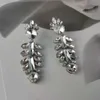 Designer Mui Mui Jewelry Miaos New Earrings Imitate Crystal Sunflower Fish Bone Inlaid Diamond French Advanced Long for Women