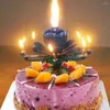 Candle Holders Music Double Flower BlossomS Birthday Cake Flat Rotating Electronic