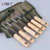 6/12pcs Wood Carving Chisels with Bag Woodworking Half Round Chisel Set for Basic Wood Cut DIY Detailed Professional Hand Tools