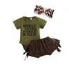 Clothing Sets 3Pcs Baby Girl Summer Tracksuits Short Sleeves Romper Solid Color Tassel Shorts Headband