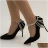 Anklets 1 Pc Mtilayer Link Chain Metal Tassel For Women Bracelet On The Leg Decoration Sandals Beach High Heels Accessories Drop Deliv Dhjhl