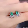 Bolzenohrringe Fein Schmuck 925 Sterling Silber Einschub mit natürlicher Edelstein -Frauen -Vintage -Pflanze Emerald Ohrunterstützung Detectio