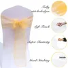 Stuhlabdeckungen 4/8pcs Hochzeitsschashes Bankettparty Dekorationsstühle Bögen Krawatten El Event Cover Organza/Band Wiederverwendbares elastisches Dekor