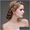 Clips de cheveux Barrettes Gold Sier Color Pearls Bridal Vine Band Band Crystal Femmes Bijoux Handmade Drop Livil