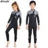 Kadın Mayo Kids Teenage 2.5mm Wetsuit Neopren Tek Parça Ön Fermuarı Erkek Kız Kış Yüzme Takımına Sıcak Tut