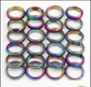Pierścienie opaski biżuteria 6 mm retro moda hematyt kolorowy szerokość pierścienia rozcięta powierzchnia tęczowa kolor świąteczny prezent dhtwk2461447