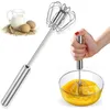 Batteur à œufs semi-automatique en acier inoxydable, outils de cuisson, presse à crème, Gadget rotatif pour la maison, 1 pièce, K7g9