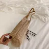 Axelväskor damer sommar bokstav kvinnlig handväskor kvinnor halmväska vävd handväska handväska crossbody boho strand tote